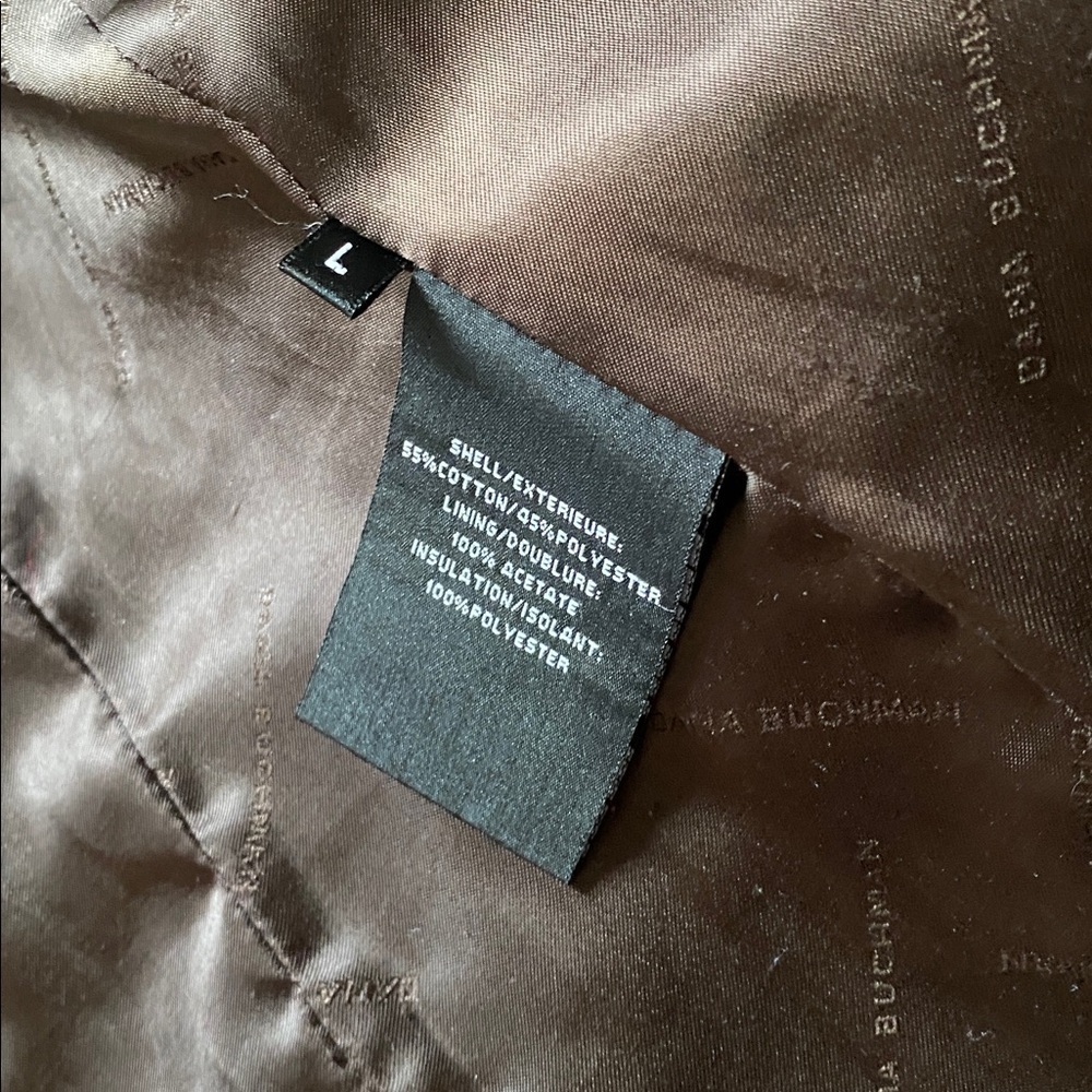 Dana Buchman Embroidered Brown Cotton Blend Puffer Coat Jacket Size L - Picture 6 of 8